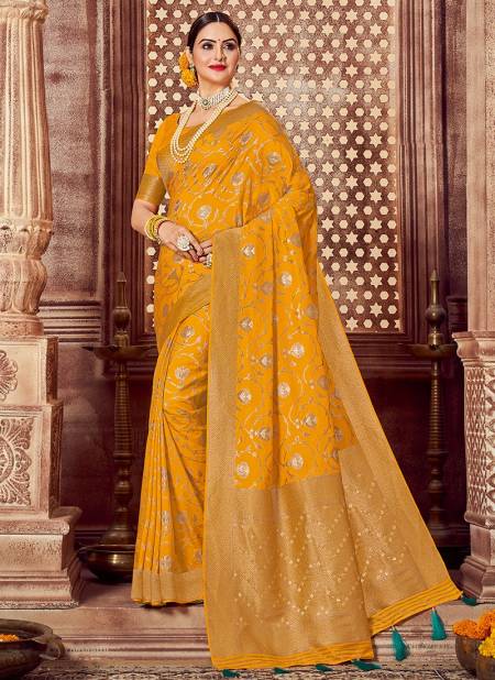 Golden Colour Exclusive Festive Wear Silk With Rolex Zari Rich Pallu Saree Collection NS-04